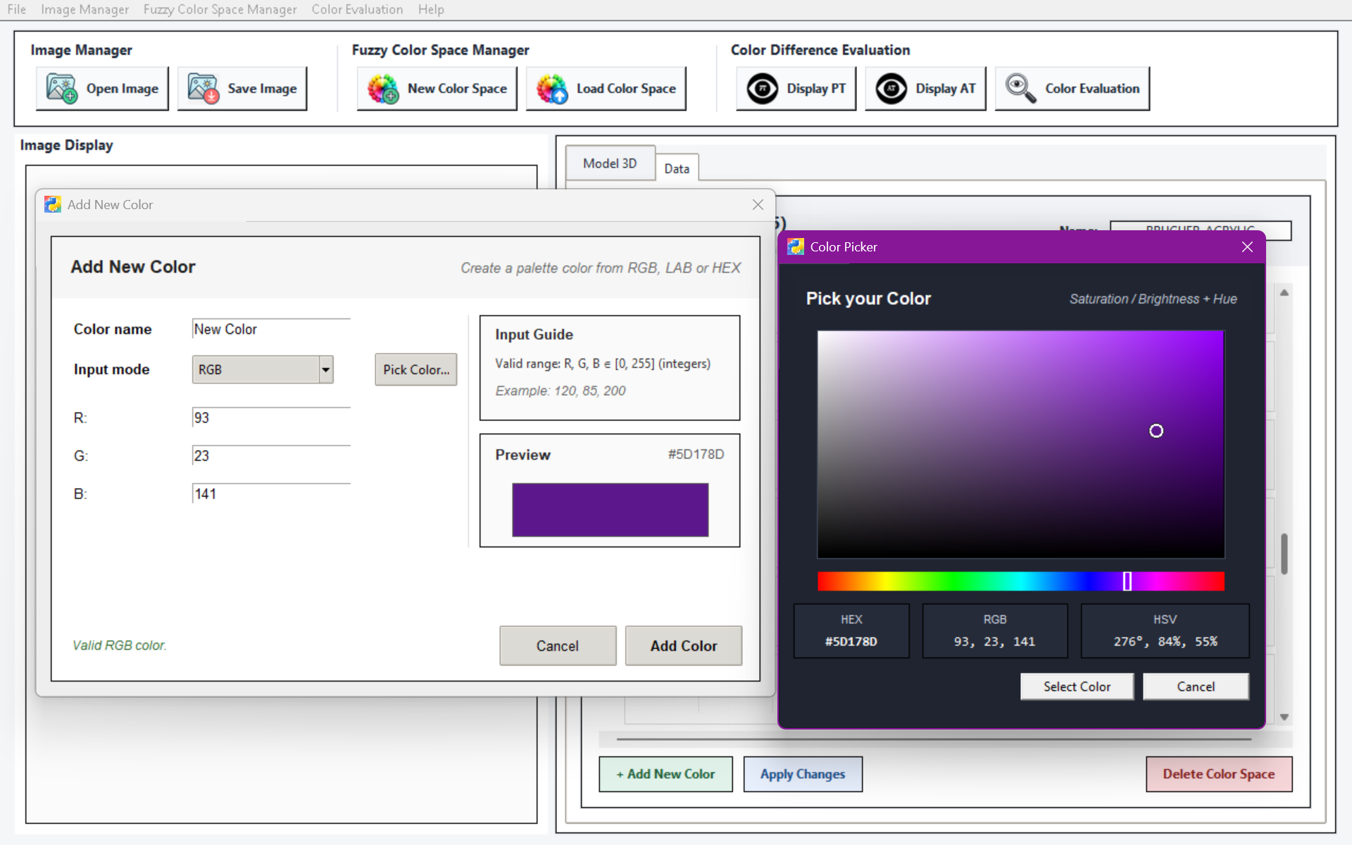 Fuzzy color space creation